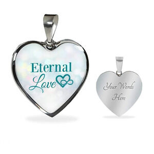 Eternal Love Necklace Personalized Engraved Silver Heart Necklace Custom Name D
